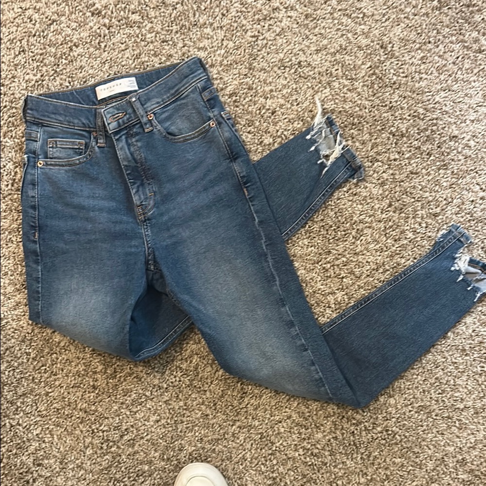 Topshop Blue Ankle Cropped Jeans